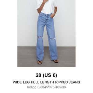 ZARA Wide Leg Ripped Jeans 👖